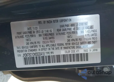 2021 Mazda Cx-5 Carbon Edition Turbo z USA, uszkodzony, nr VIN JM3KFBCY0M0500418